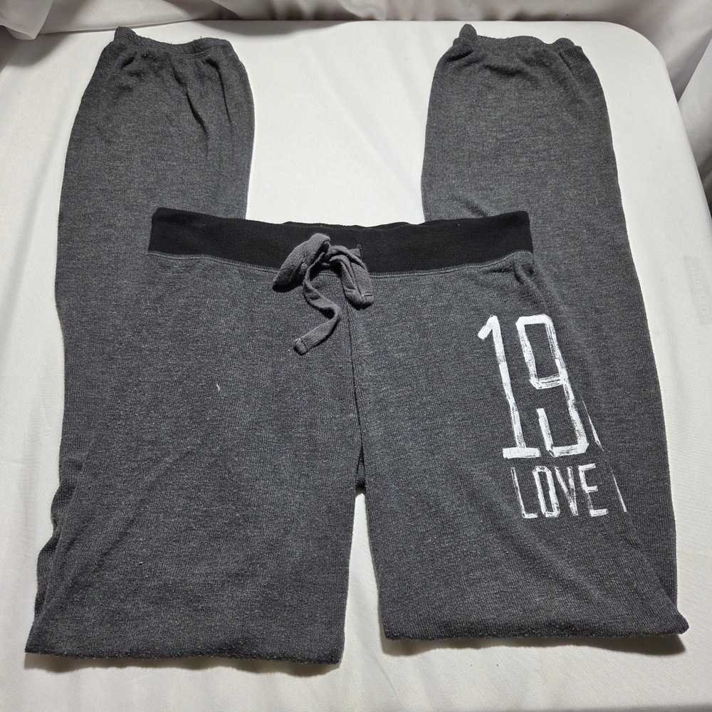 Victorias Secret PINK Gray 1986 Love Pink Joggers Sweatpants Small